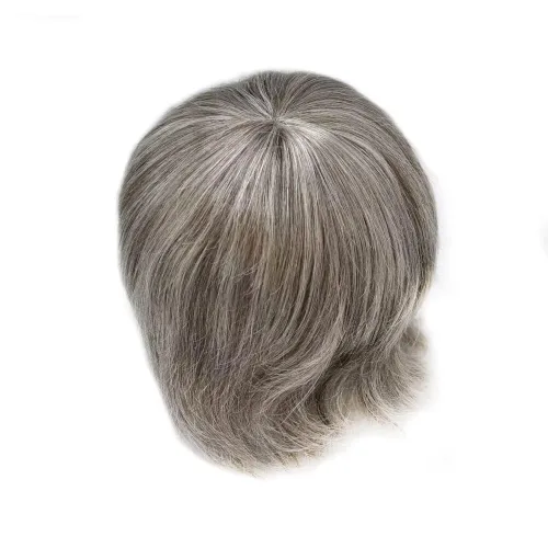 Vista 14 de Men's 8X10 All Poly Toupee Real Human Hair Replacement System, 0.1mm Thin Skin PU Injected Hairpiece, Scallop PU Front Natural Hairline #1 Jet