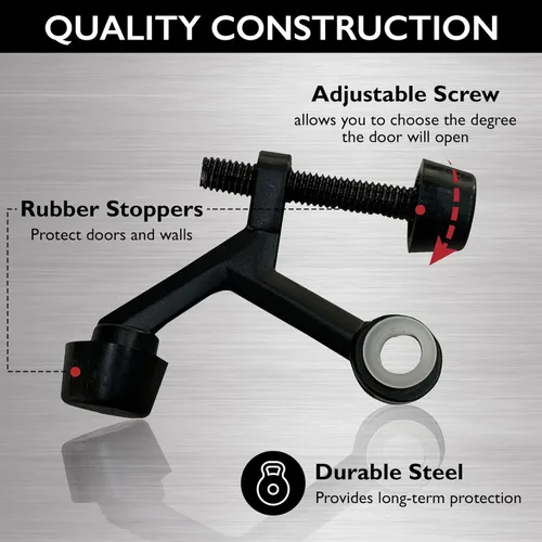 Vista 4 de Design House 189050 - Protector de pared para tope de puerta con punta de goma, color negro mate, 5 unidades, 189050