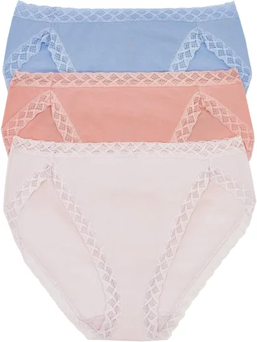 Vista 29 de Natori Paquete de 3 calzoncillos de corte francés Pima Bliss para mujer Negro/Café/Blanco