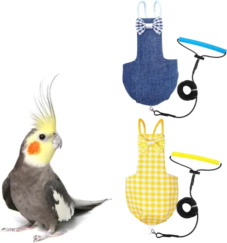 VANFAVORI Arnés de pañales para pájaros, ropa de traje de vuelo con cuerda de correa voladora de 80 pulgadas para loros, conure, cacatúas, aves,