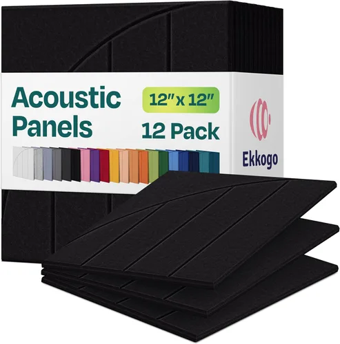 Vista 54 de Paquete de 12 paneles acústicos con aislamiento de sonido para paredes 12 x 12 x 0.4 pulgadas Paneles decorativos para amortiguación de sonido