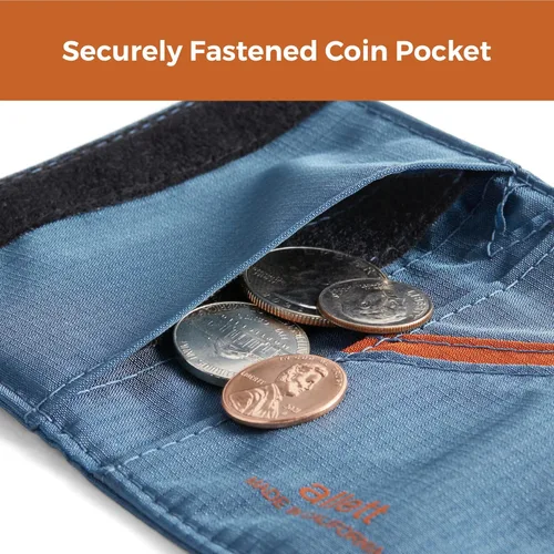 Vista 5 de Allett Cartera triple Nailon, bloqueo RFID Delgada, minimalista, resistente al agua, delgada, bolsillo frontal Capacidad para 2 12 tarjetas