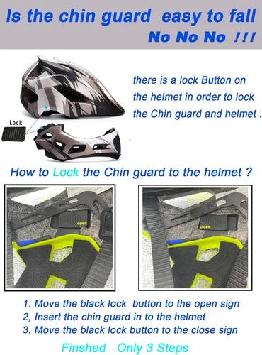 Vista 4 de Casco de cara completa para niños y niños, casco BMX multideporte desmontable para bicicleta sucia de montaña
