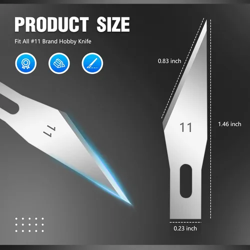 Vista 2 de Zhehao 600 cuchillas de cuchillo, 11 cuchillas de acero de alto carbono, repuesto de cuchillo de precisión #11 con estuche de almacenamiento
