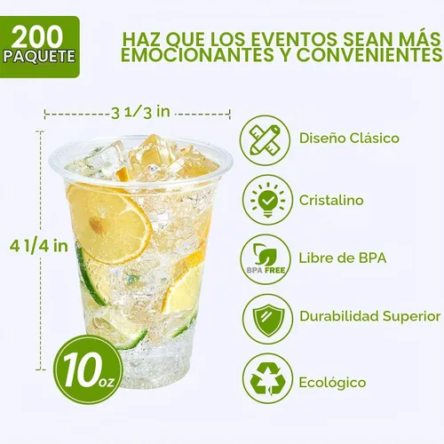 Vista 3 de Lilymicky Paquete de 200 vasos de plástico transparente de 10 onzas, vasos desechables para mascotas, perfectos para fiestas de cumpleaños 10 oz