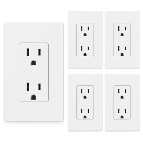 Vista 11 de ELEGRP Receptáculo Decorativo, tomacorriente de pared eléctrico estándar de 15A 125V, sin TR, 2 polos 3 cables, grado residencial con conexión a