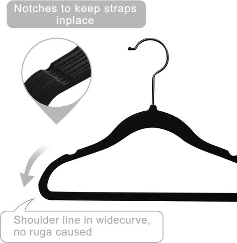 Vista 3 de MIZGI Perchas de terciopelo para bebé, perchas antideslizantes para niños y niños pequeños, perchas de 11.8 pulgadas para ropa de bebé, paquete