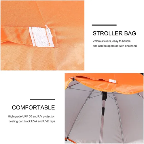 Vista 3 de Kisangel Silla ajustable portátil naranja con paraguas de clip desmontable para protección solar