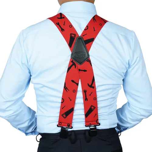 Vista 8 de KUNN Mens Suspenders X-Back 2 Inch Wide Elastic Suspender Heavy Duty Clips Work Suspenders