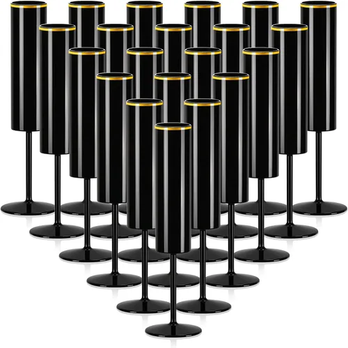 Vista 29 de 12 Piezas de Copas de Champán de Vidrio Ámbar de 5.4 Oz con Tallo Largo, Copas de Champán de Plástico Acrílico, Copas de Vino Espumoso