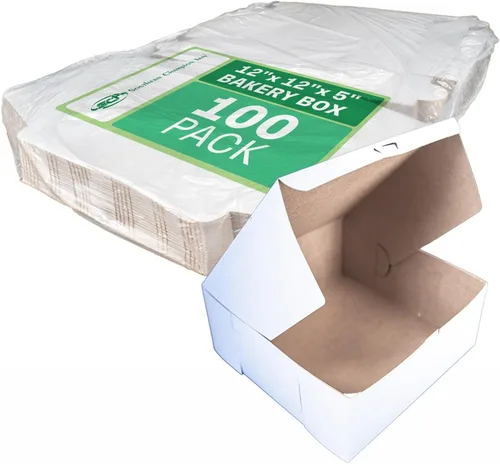 Southern Champion Tray, 0987, caja de pastelería premium con esquinas con trabas, sin ventana, de cartón blanco, revestida de arcilla, 12 pulgadas