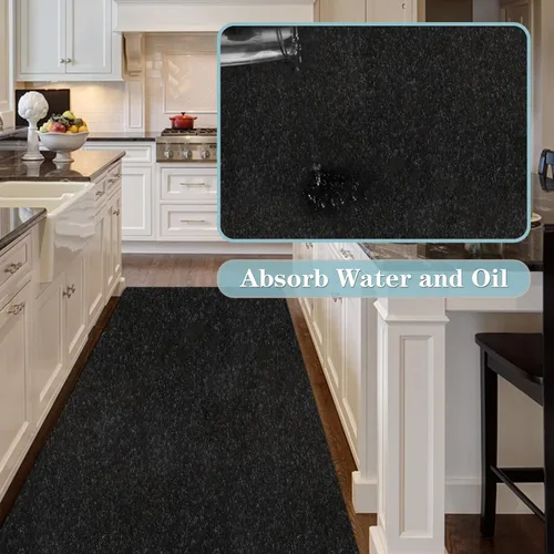 Vista 3 de Alfombra de pasillo de 2 pies x 2 pies, alfombra de utilidad AYOHA de 2'-82' para pasillo de entrada, pasillos, balcón, garajes, alfombras con Negro