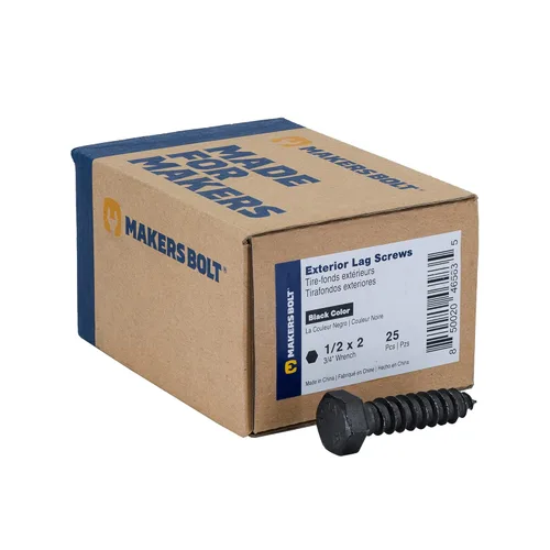 Vista 9 de 1/2" x 2", 25 piezas de pernos de retraso negros, BLAKOTE de cerámica a prueba de óxido de 4 capas, 2 veces protección de tornillos de retraso