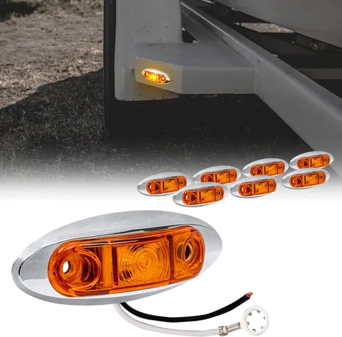 Vista 28 de TRUE MODS Luz de marcador LED de 2.5" ámbar para remolque con bisel cromado [DOT FMVSS 108] [SAE P2] [montaje superficial] [impermeable IP67] Luces