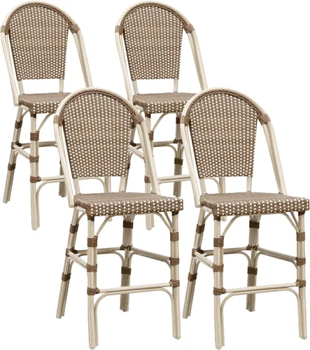 Vista 15 de PURPLE LEAF Patio French Round 26" Counter Stool Set of 2 Large Rattan Backless Stackable Barstools Bamboo Print Aluminum Frame Footrest with Woven