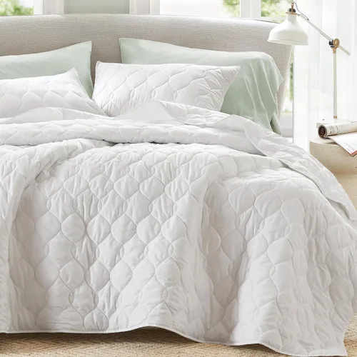 Vista 31 de Comfort Spaces Juego de edredón de tamaño King extragrande de color marfil de 120 x 118 pulgadas, colcha acolchada de verano de microfibra ligera