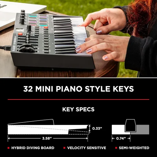 Vista 4 de M-AUDIO Oxygen Pro Mini Controlador MIDI Paquete con Interfaz de Audio M-Track Duo HD para Grabación de Estudio, Producción Musical, Podcasting