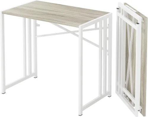 Vista 99 de Escritorio plegable de 47 pulgadas, no requiere montaje, mesa de oficina en casa, escritorio de campamento para computadora de juegos, color beige