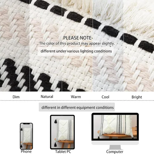 Vista 9 de Fundas de Almohadas Decorativas Boho con Mechones para Sofá Cama, Funda de Almohada Lumbar Pequeña de 12 x 20 Pulgadas, Funda de Almohada de Acento