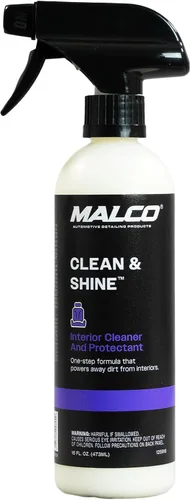 Malco Limpiador y Abrillantador para Interiores de Automóvil Clean & Shine - Restaura superficies de cuero, plástico y vinilo en tu vehículo/Limpia,