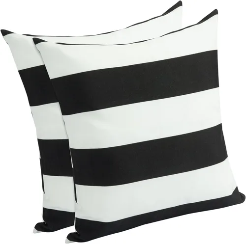 Vista 2 de Juego de 2 fundas de cojines decorativos impermeables para exteriores, decoración del hogar para muebles de jardín, patio, sillón, sofá, 18 x 18