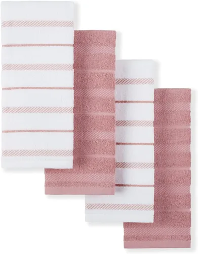 Vista 10 de KitchenAid Albany - Juego de 4 toallas de cocina, naranja miel/blanco, 16 x 26 pulgadas