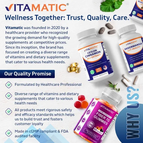 Vista 7 de Vitamatic Canela de Ceilán y berberina con cromo - Extracto botánico a base de plantas - Cápsulas vegetales - Sin OMG, sin gluten - Suplemento