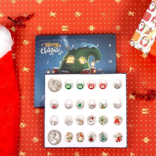 Vista 8 de Pulseras de Calendario de Adviento de Navidad 2025 para niñas, calendario de cuenta regresiva de Navidad de 24 días, kit de fabricación de joyas