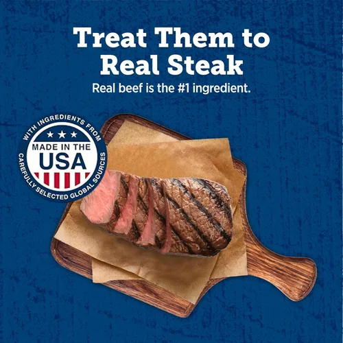 Vista 3 de Blue Buffalo True Chews Premium Jerky Cuts - Golosinas para perros, fabricadas en los Estados Unidos con ingredientes naturales, carne de res, bolsa