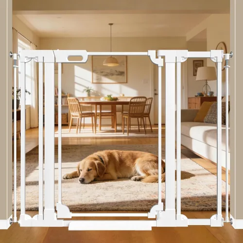 Vista 22 de WAOWAO Puerta transparente para bebés para escaleras, diseño moderno, acrílico con cierre automático, puerta para mascotas, 29.52-37.79 pulgadas