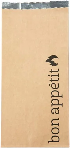 Vista 2 de Restaurantware Bag Tek - Bolsas de papel de aluminio de 6.5 x 4.1 pulgadas, 100 envoltorios para perros calientes de medio galón, papel de estraza