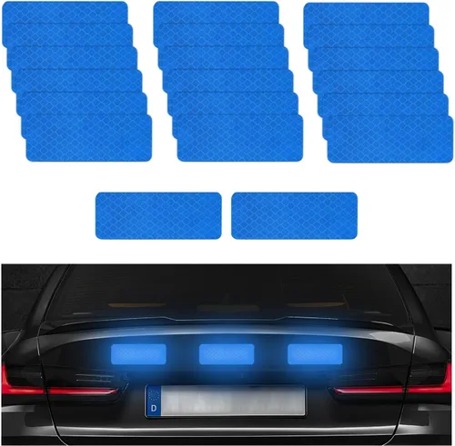 20 piezas de calcomanías reflectantes de advertencia, calcomanía reflectante de seguridad para visibilidad nocturna, cinta reflectante impermeable