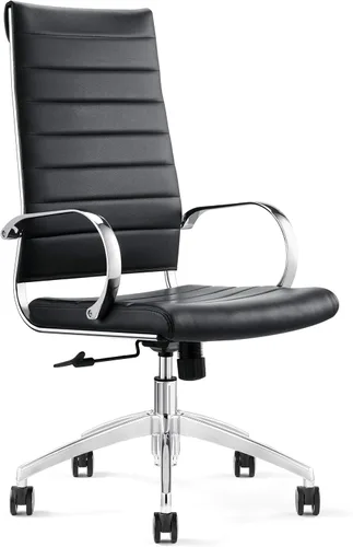 Vista 8 de Sillas de sala de conferencias acanaladas con respaldo medio, soporte lumbar, silla ejecutiva de estilo moderno para el hogar y la oficina, ruedas