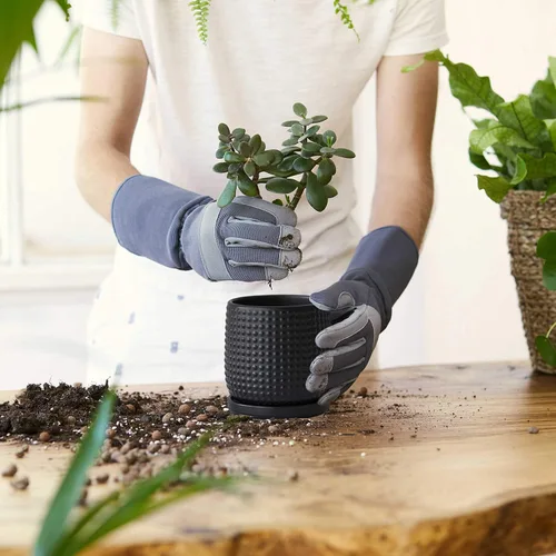 Vista 2 de Maceta de cuentas de cerámica con agujeros de drenaje y platillo