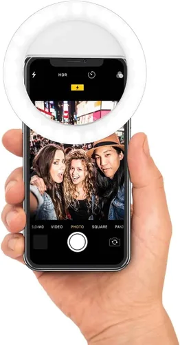 Vista 4 de Bower Anillo de luz con clip para teléfono 36 LED ultra amplio rango recargable selfie luz con 3 niveles de brillo – ideal para fotos de selfies