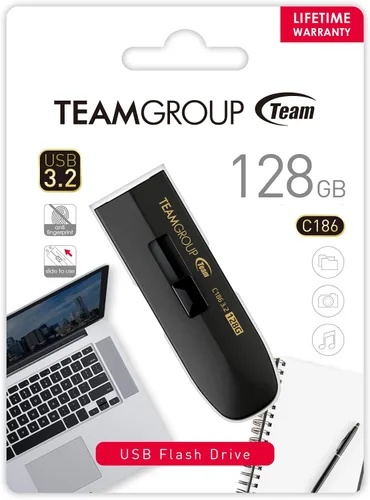 Vista 5 de TEAMGROUP C186 - Paquete de 10 unidades de 128 GB USB 3.2 Gen 1 (USB 3.13.0) de lectura de 100 MBs, memoria externa de almacenamiento de datos