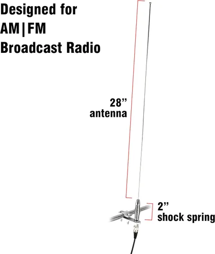 Vista 2 de RoadPro (RP-557) Kit de antena AM/FM de 28 pulgadas, de Acero Inoxidable con 2" resorte amortiguador