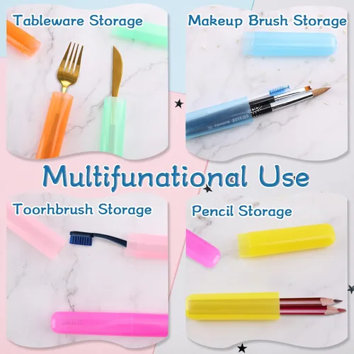 Vista 2 de NICEMOVIC Soporte para cepillos de dientes, 120 piezas, plástico portátil, a prueba de polvo, transpirable, para interiores y exteriores, viajes