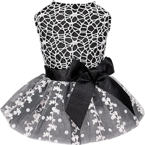 Vista 13 de CuteBone Vestido de cumpleaños para perro niña, falda de cachorro, tutú para gato, traje de boda, ropa de fiesta para mascotas para perros pequeños
