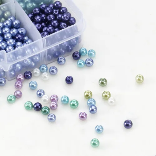 Vista 3 de BEADNOVA Cuentas de perlas de satén para manualidades, pequeñas perlas de imitación de vidrio sueltas para fabricación de joyas