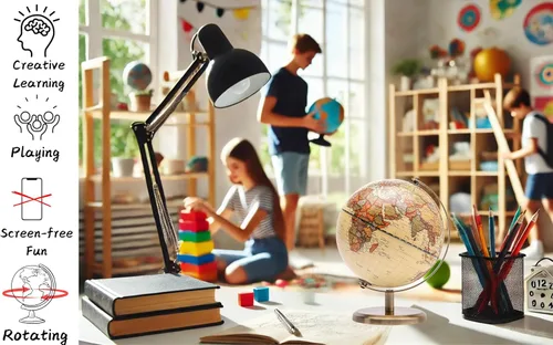 Vista 4 de Globo Antiguo Diámetro 5.5 pulgadas / 14cm - Educativo/Geográfico - Mapa en Inglés