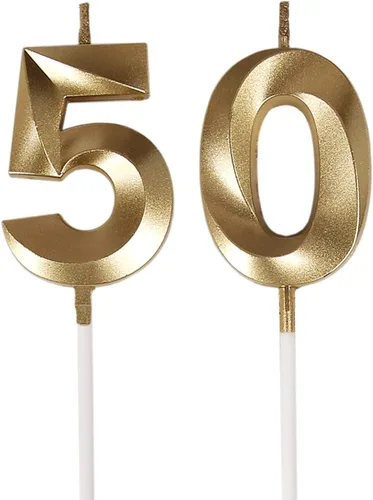 Vista 5 de Bailym Velas negras de 50 cumpleaños, decoración de pastel número 50 para hombres, decoración de fiesta de cumpleaños