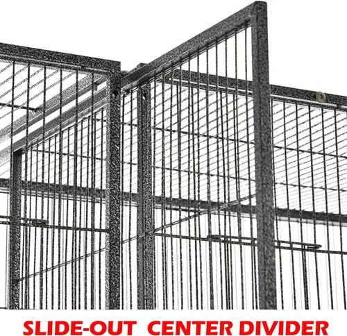 Vista 4 de Casa de pájaros doble extra grande, casa de árbol, pájaros, loro central, divisor central, jaula de alimentador, puertas laterales de cría, bandeja