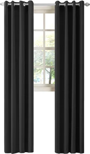 Vista 111 de LA PALMA Cortinas opacas con aislamiento térmico y ojales, para sala de estar, dormitorio, paquete de 2 paneles Rojo