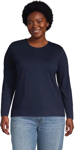 Vista 11 de Lands' End - Camiseta de manga larga, cuello redondo y holgada de algodón Supima cultivado en EE. UU. para mujer Blanco