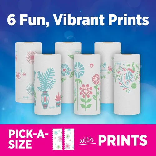 Vista 5 de Sparkle, toallas de papel Pick-A-Size, diseño de impresión espirituosa, 6 rollos dobles (total de 660 hojas) - Toallas fuertes de 2 capas