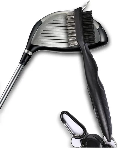 Vista 7 de Toallas de Golf Atractivas, Toallas de Microfibra con Patrón Gofre - Cepillo de Palos de Golf con Limpieza (2 Toalla Negra + Cepillo Negro)