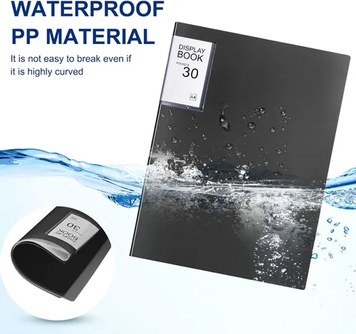 Vista 4 de Paquete de 6 carpetas con fundas de plástico con 30 bolsillos para presentaciones de libros de 8.5 x 11 pulgadas, carpeta de arte con protector