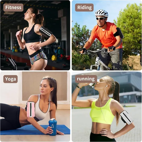 Vista 6 de Prime Comfort Brazalete para teléfono para correr, bandas para iPhone para ejercicio, bandas de brazo para correr para teléfono celular, monedero