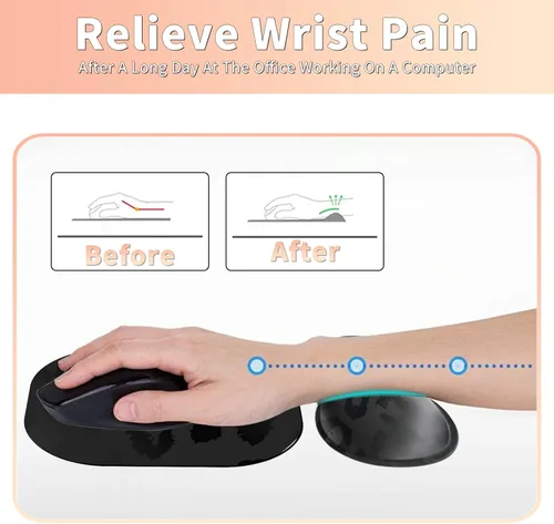 Vista 4 de Almohadilla ergonómica para reposamuñecas de leopardo negro + bonita alfombrilla para mouse + portavasos de espuma, espuma viscoelástica con base